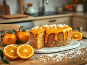 Bolo Simples de Laranja com Toque de Coco