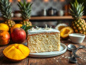 Bolo de Leite de Coco Tropical