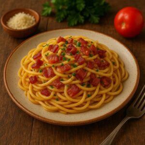 Macarrão com Bacon à Moda Brasileira