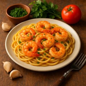 Macarrão com Camarão Tropical