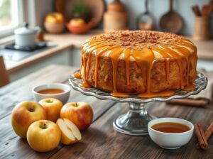 Bolo de Maçã Caramelizada com Canela